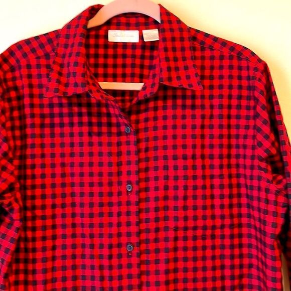 Studio Works Red Black  Plaid Shirt Sze Large - Picture 2 of 4